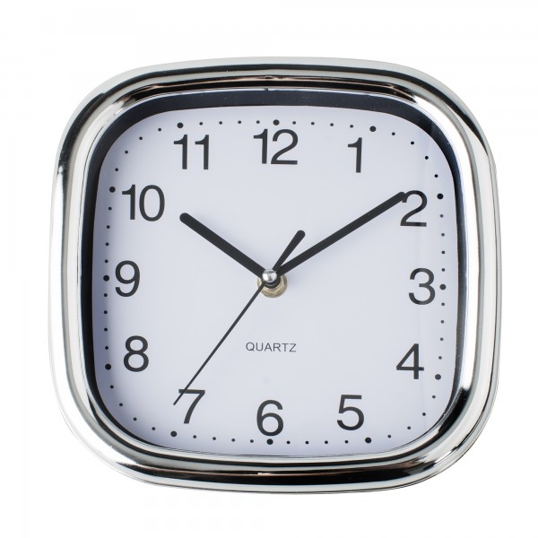 Reloj pared blanco/cromo cuadrado 20cm